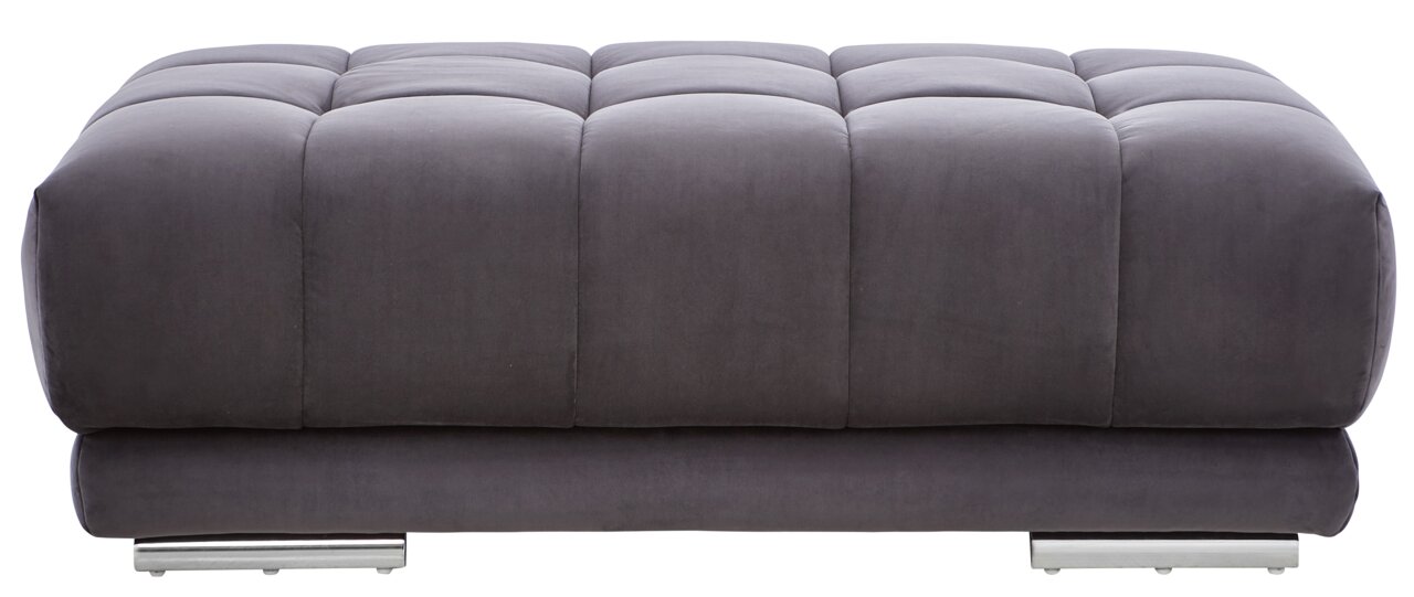 Grauer XXL-Hocker mit gepolsterter Oberfläche, Vorderansicht