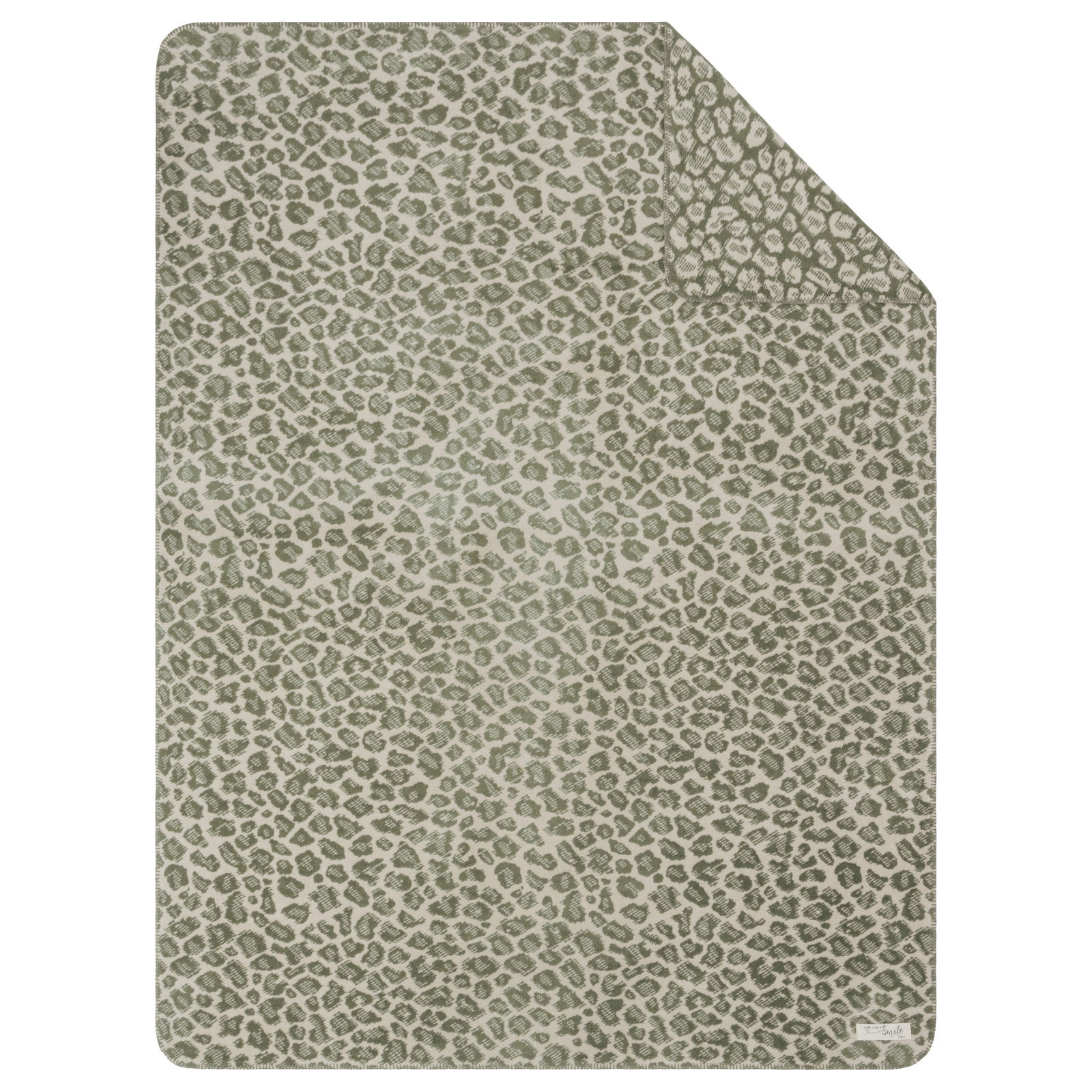 Wohndecke mit Leopardenmuster in Grün und Beige, Draufsicht