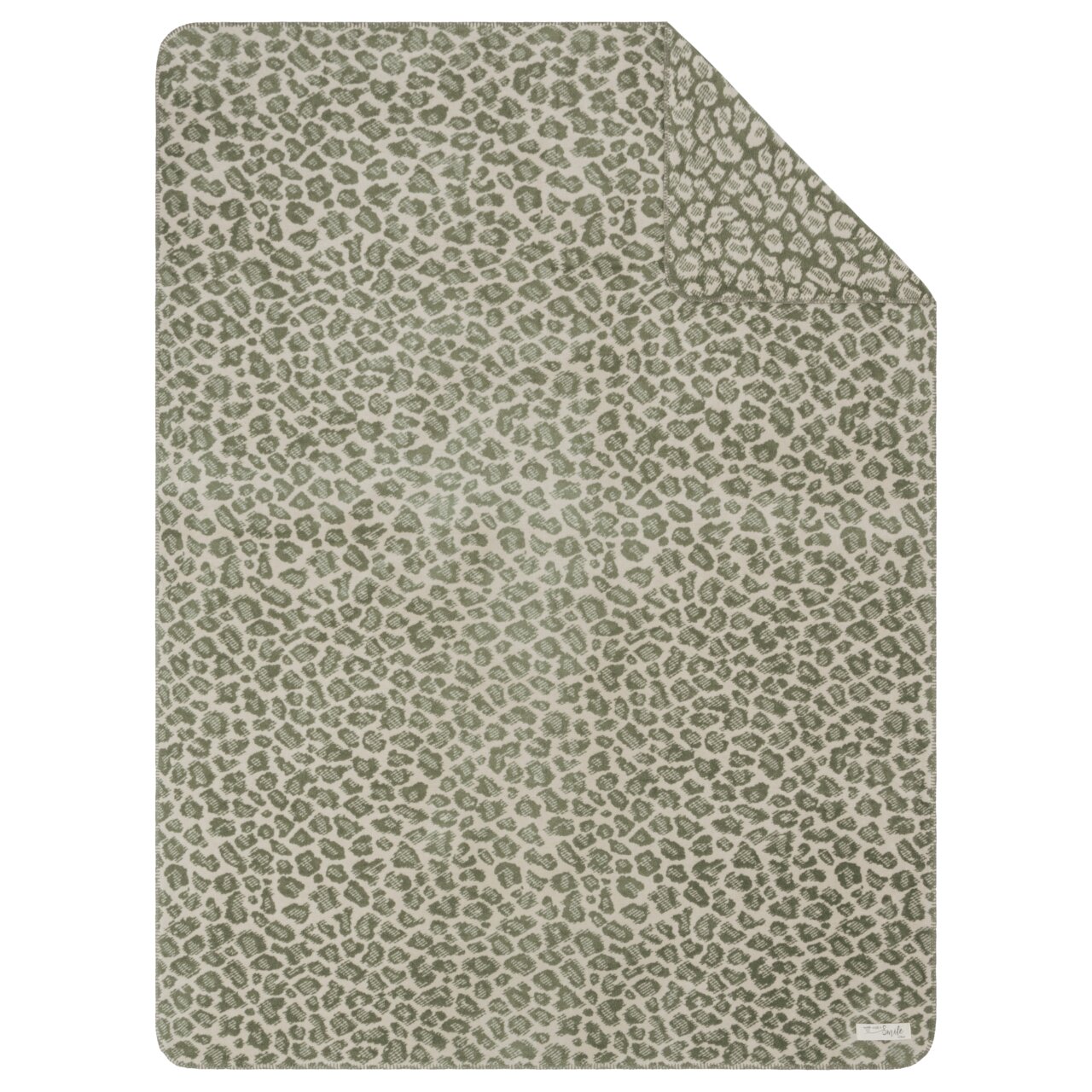 Wohndecke mit Leopardenmuster in Grün und Beige, Draufsicht