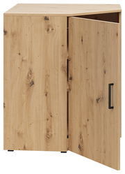 Eckkommode aus Holz mit geöffneter Tür, Frontansicht