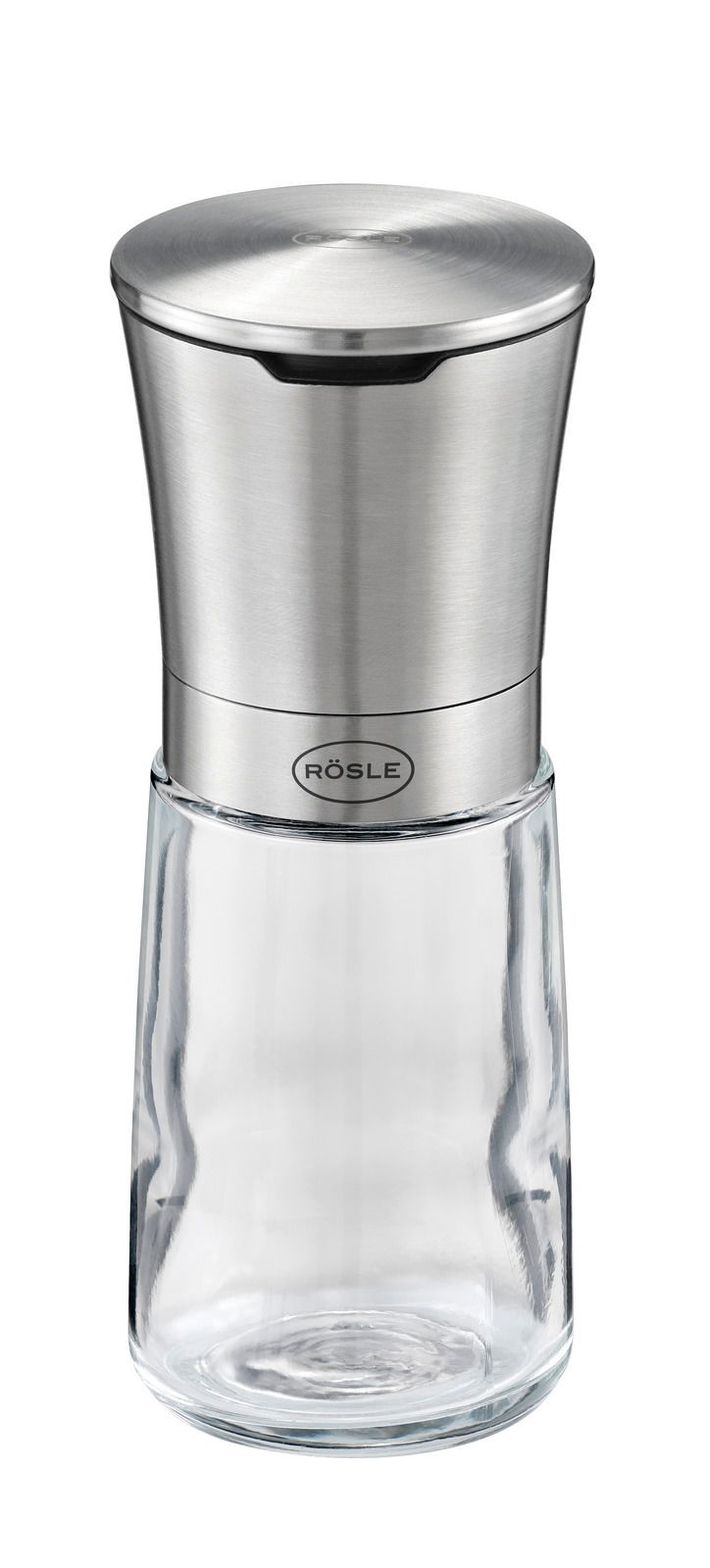 Rösle Gewürzmühlen-Set EXCLUSIV Gewürzmühle aus Edelstahl und Glas, frontal abgebildet