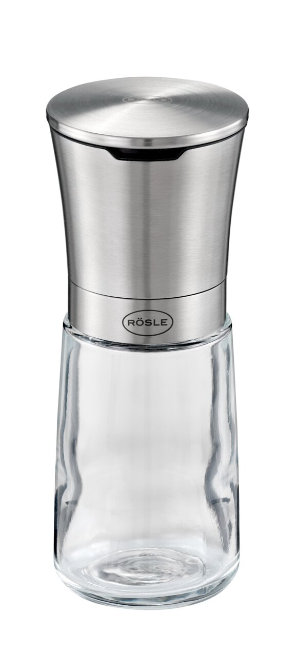Rösle Gewürzmühlen-Set EXCLUSIV Gewürzmühle aus Edelstahl und Glas, frontal abgebildet