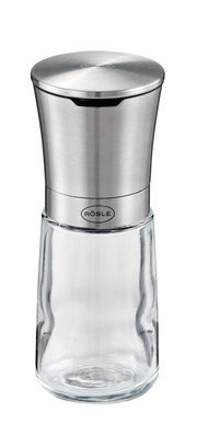 Kruidenmolen van roestvrij staal en glas, vooraanzicht