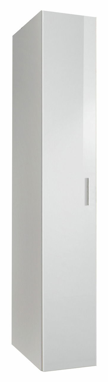 XORA Kleiderschrank MALTA Weißer, schmaler Kleiderschrank mit einer Tür, seitliche Perspektive
