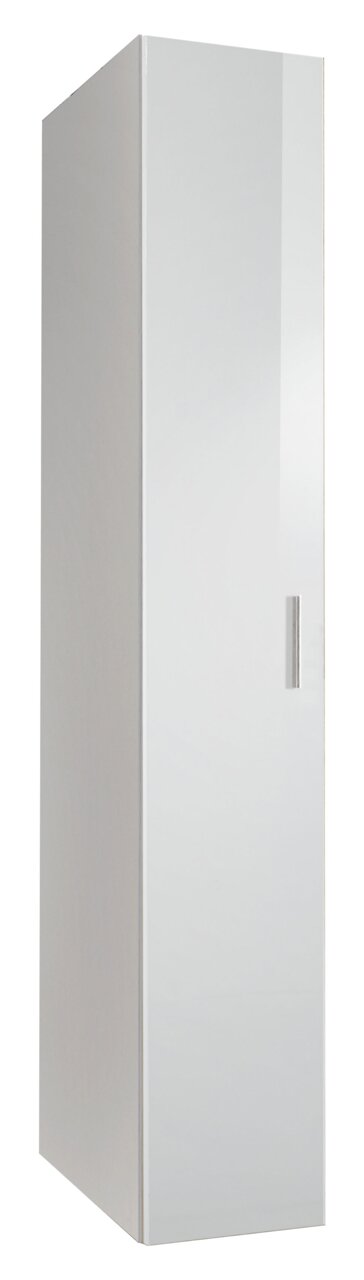 XORA Kleiderschrank MALTA Weißer, schmaler Kleiderschrank mit einer Tür, seitliche Perspektive