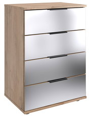 Nachtkommode mit vier Schubladen, Holzoptik, Frontansicht