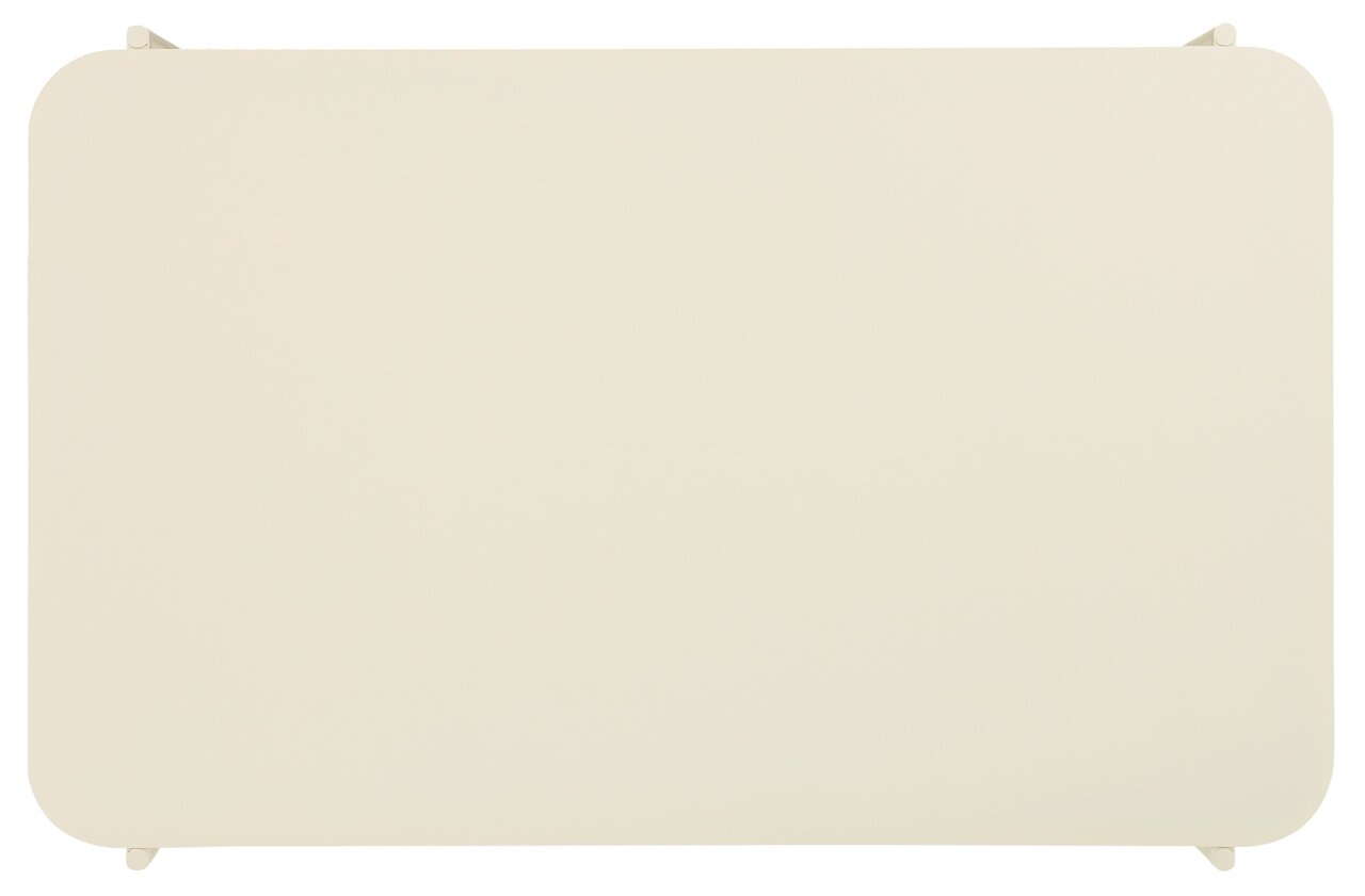 Beistelltisch mit rechteckiger, cremefarbener Tischplatte, Draufsicht