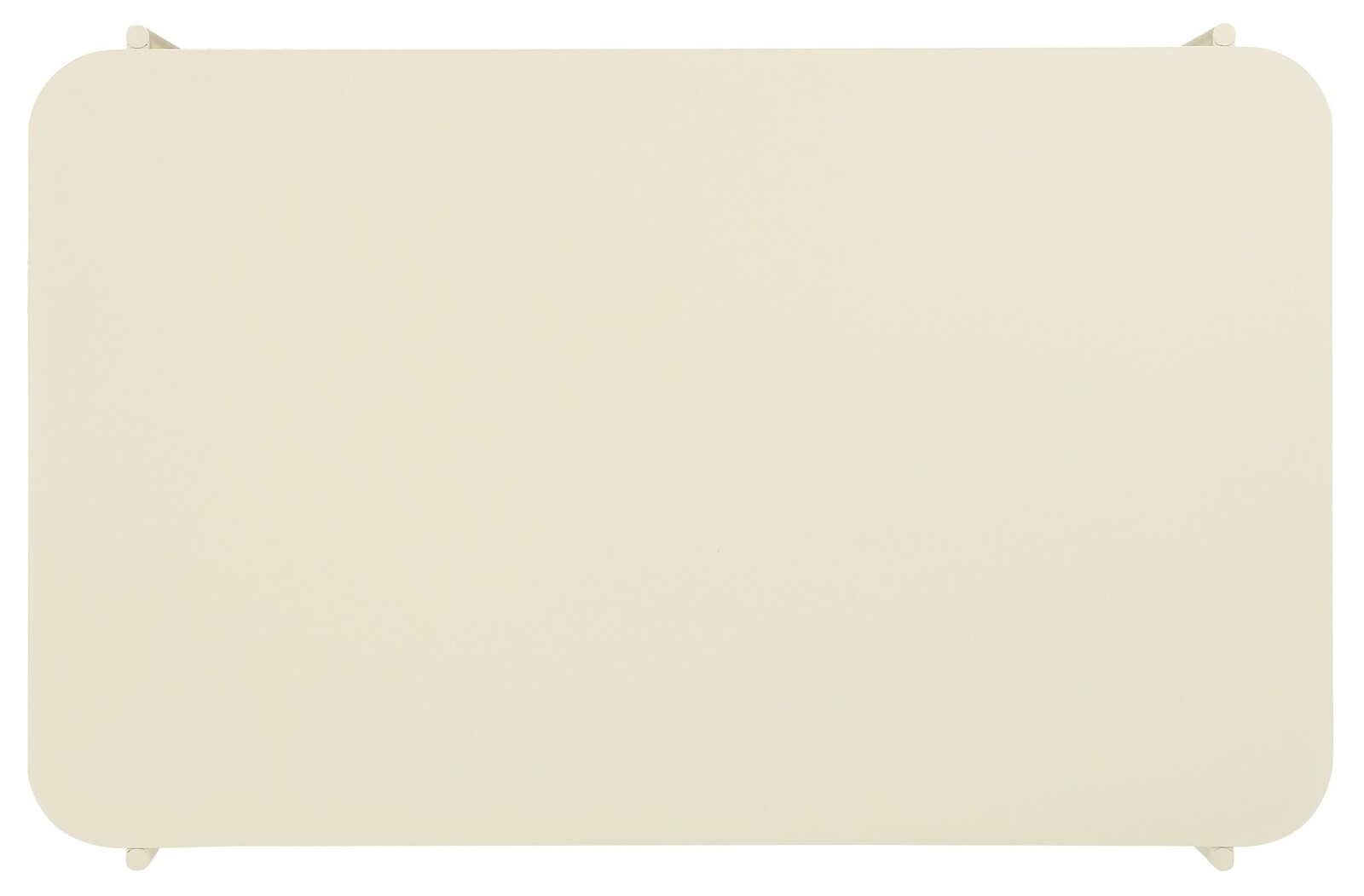 Beistelltisch mit rechteckiger, cremefarbener Tischplatte, Draufsicht