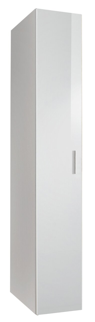 Weißer Mehrzweckschrank mit einer Tür, seitliche Perspektive