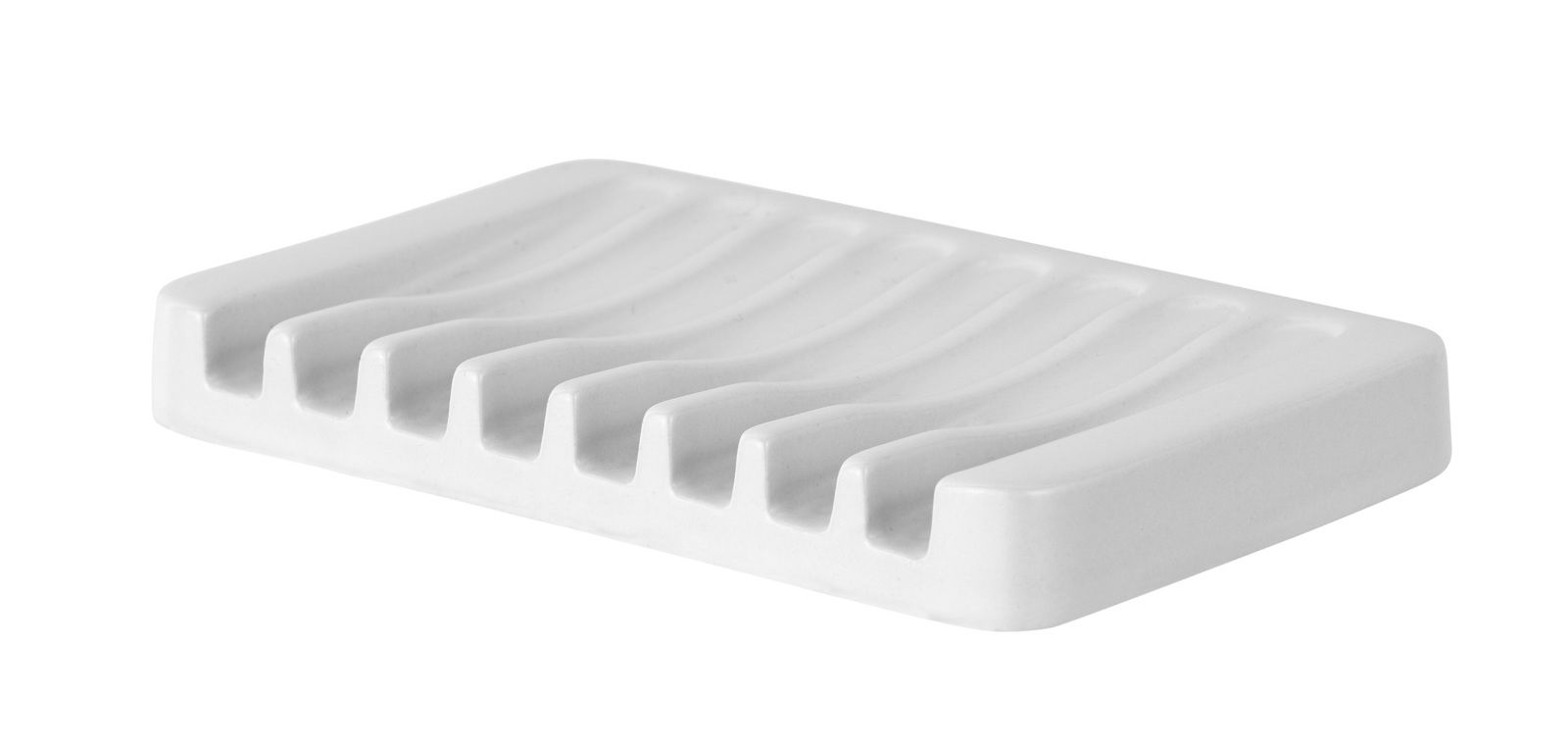 Keramik Seifenablage Adine in Weiß, seitliche Perspektive