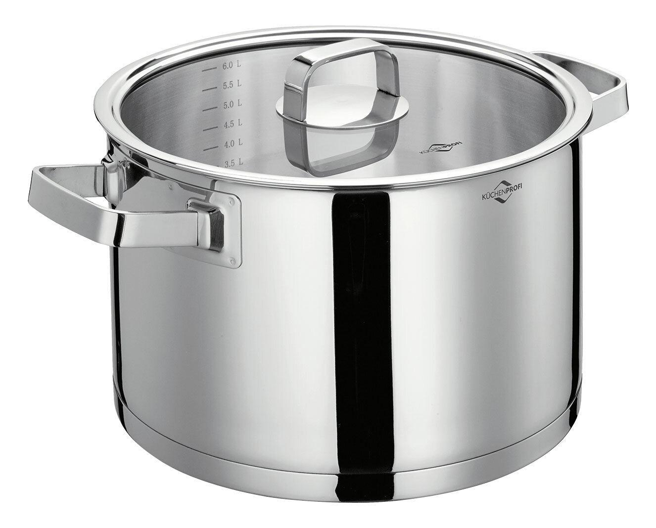 Edelstahl Kochtopf SAN REMO 24 cm mit Deckel, seitliche Perspektive