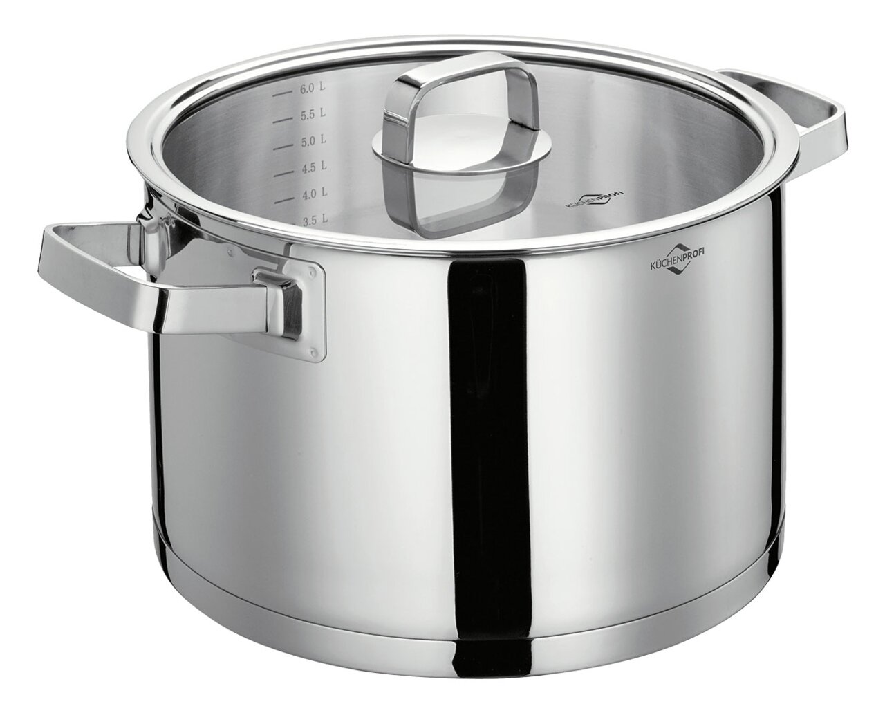 Edelstahl Kochtopf SAN REMO 24 cm mit Deckel, seitliche Perspektive