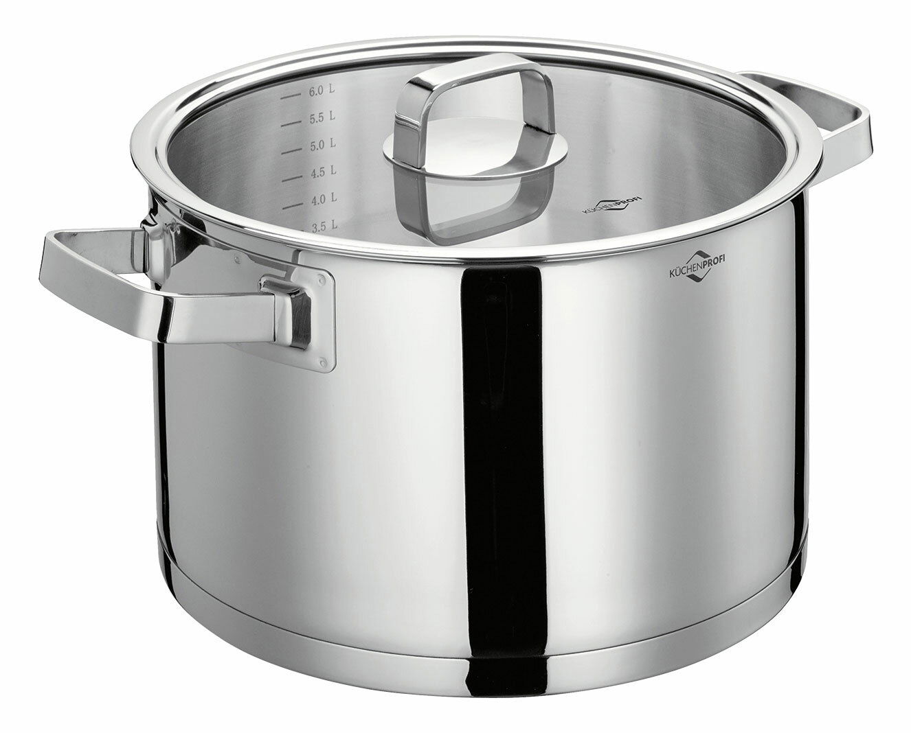 Edelstahl Kochtopf SAN REMO 24 cm mit Deckel, seitliche Perspektive