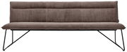 Braune Sitzbank mit Stoffbezug und Metallbeinen, Vorderansicht