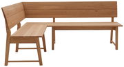Eckbank aus Holz in L-Form, seitliche Perspektive
