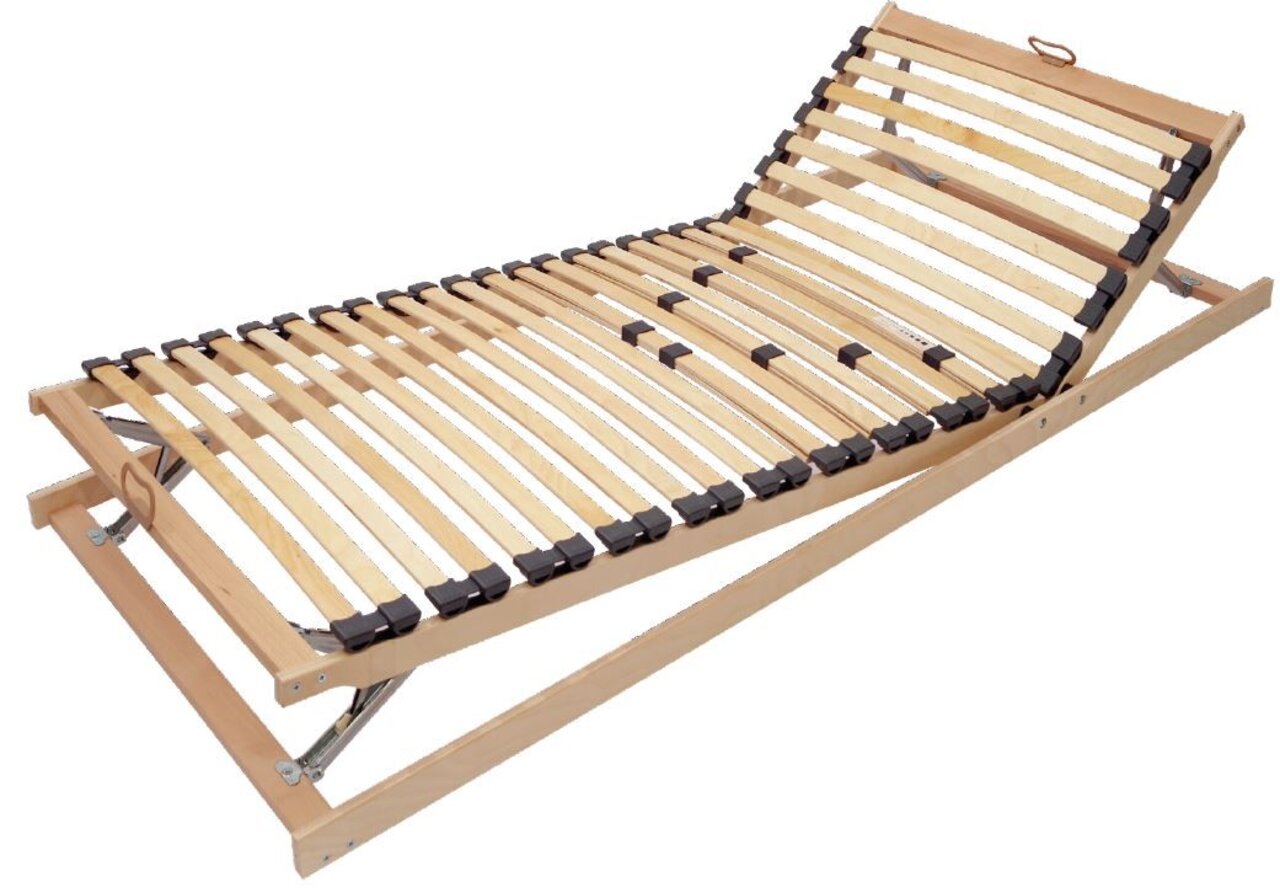 Verstellbarer Lattenrost aus Holz in Seitenansicht, Größe 140 x 200 cm