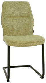 Grüner Freischwinger-Stuhl mit Metallgestell, Vorderansicht