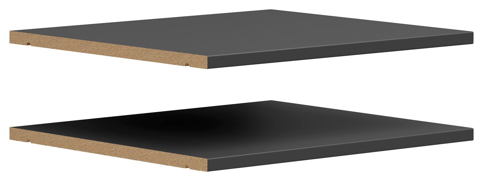 Carryhome Einlegeboden 2er MULTISTAURAUM Zwei schwarze Einlegeböden aus Holzwerkstoff, seitliche Perspektive