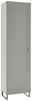 Dieter Knoll Garderobenschrank CORTINA Moderner Garderobenschrank in grauer Farbe mit vertikalen Linien auf der Tür, perspektivisch von vorne links gesehen.