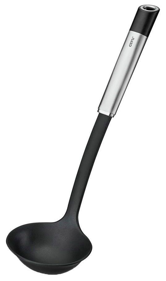 Schöpflöffel aus Nylon mit ergonomischem Griff, seitliche Perspektive