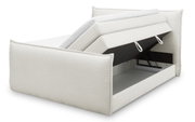Boxspringbett mit geöffnetem Stauraum, seitliche Perspektive