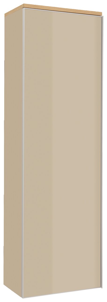 VOSS Hängegarderobenschrank li. VORTINA Beigefarbener Hängegarderobenschrank mit Holzoberfläche, seitliche Perspektive