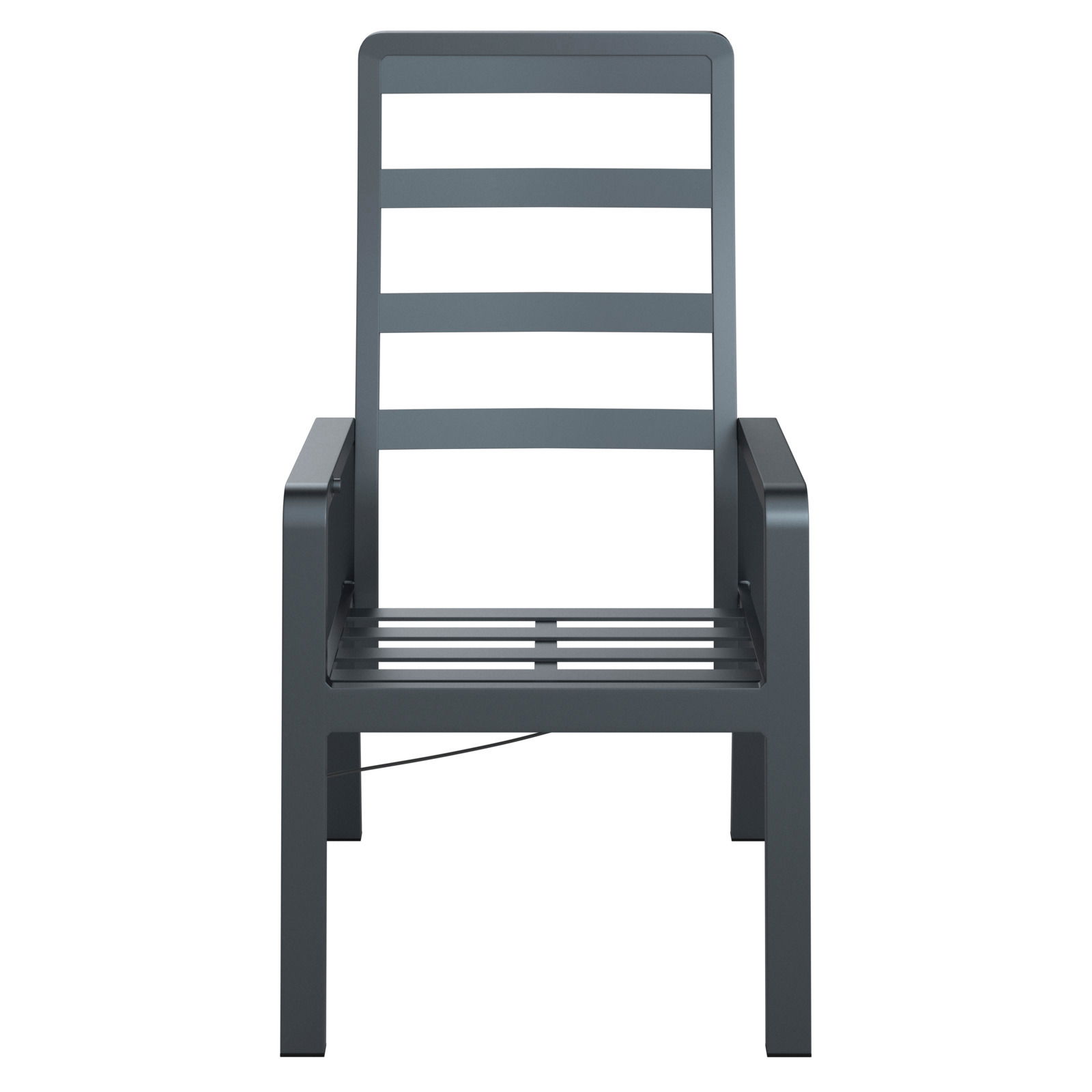 Moderner Gartenrelaxsessel aus Metall in Frontalansicht