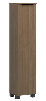 Midischrank in Holzoptik mit geriffelter Oberfläche, frontal betrachtet