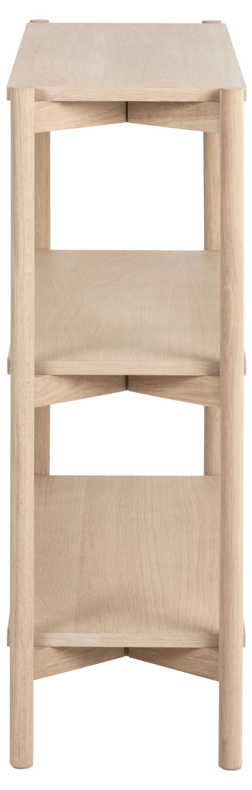 Holzregal mit drei Ebenen, Ansicht von vorne