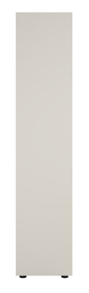 Frontansicht eines hohen, schlichten Aktenregals in neutraler Farbe mit minimalistischem Design.