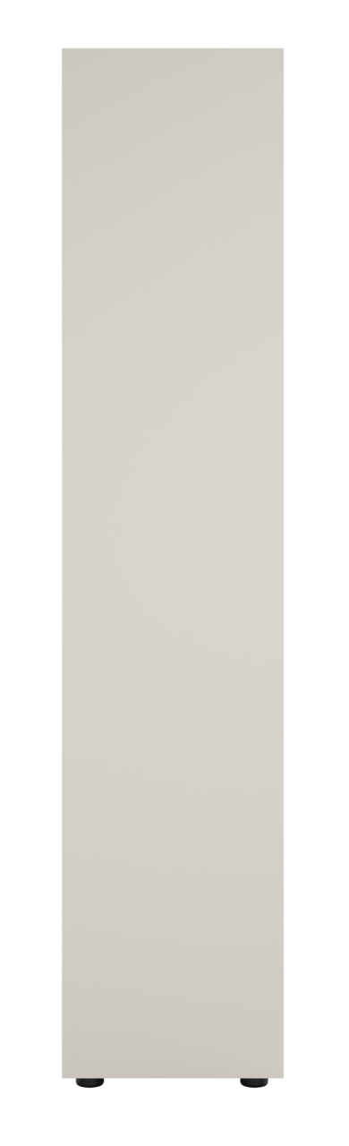 Frontansicht eines hohen, schlichten Aktenregals in neutraler Farbe mit minimalistischem Design.