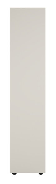Frontansicht eines hohen, schlichten Aktenregals in neutraler Farbe mit minimalistischem Design.