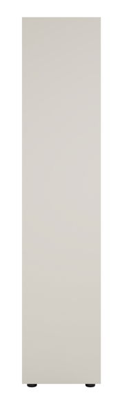 Frontansicht eines hohen, schlichten Aktenregals in neutraler Farbe mit minimalistischem Design.