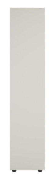 Frontansicht eines hohen, schlichten Aktenregals in neutraler Farbe mit minimalistischem Design.