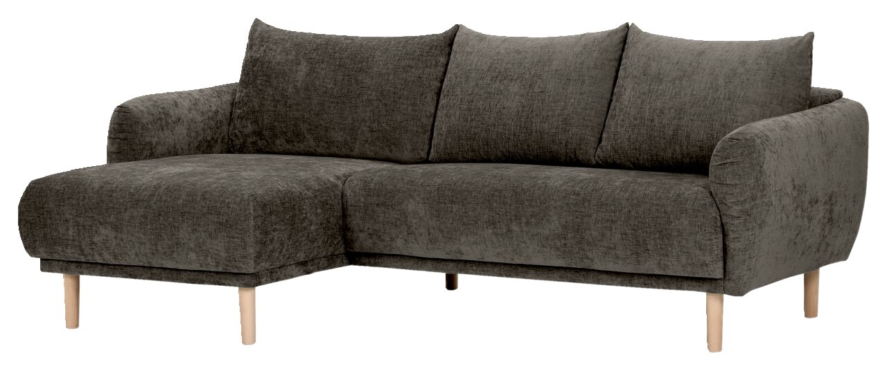 Graues Ecksofa mit linker Ottomane, Vorderansicht