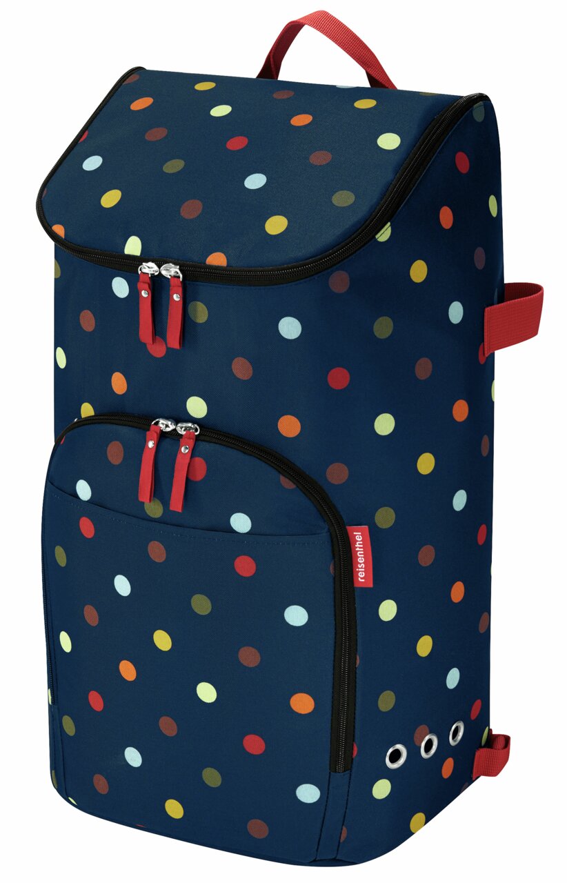 Citycruiser Tasche mit bunten Punkten auf dunkelblauem Hintergrund, Vorderansicht