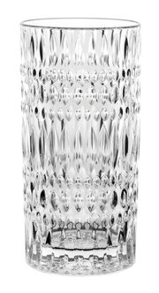 Glasvase mit strukturiertem Muster, seitliche Perspektive