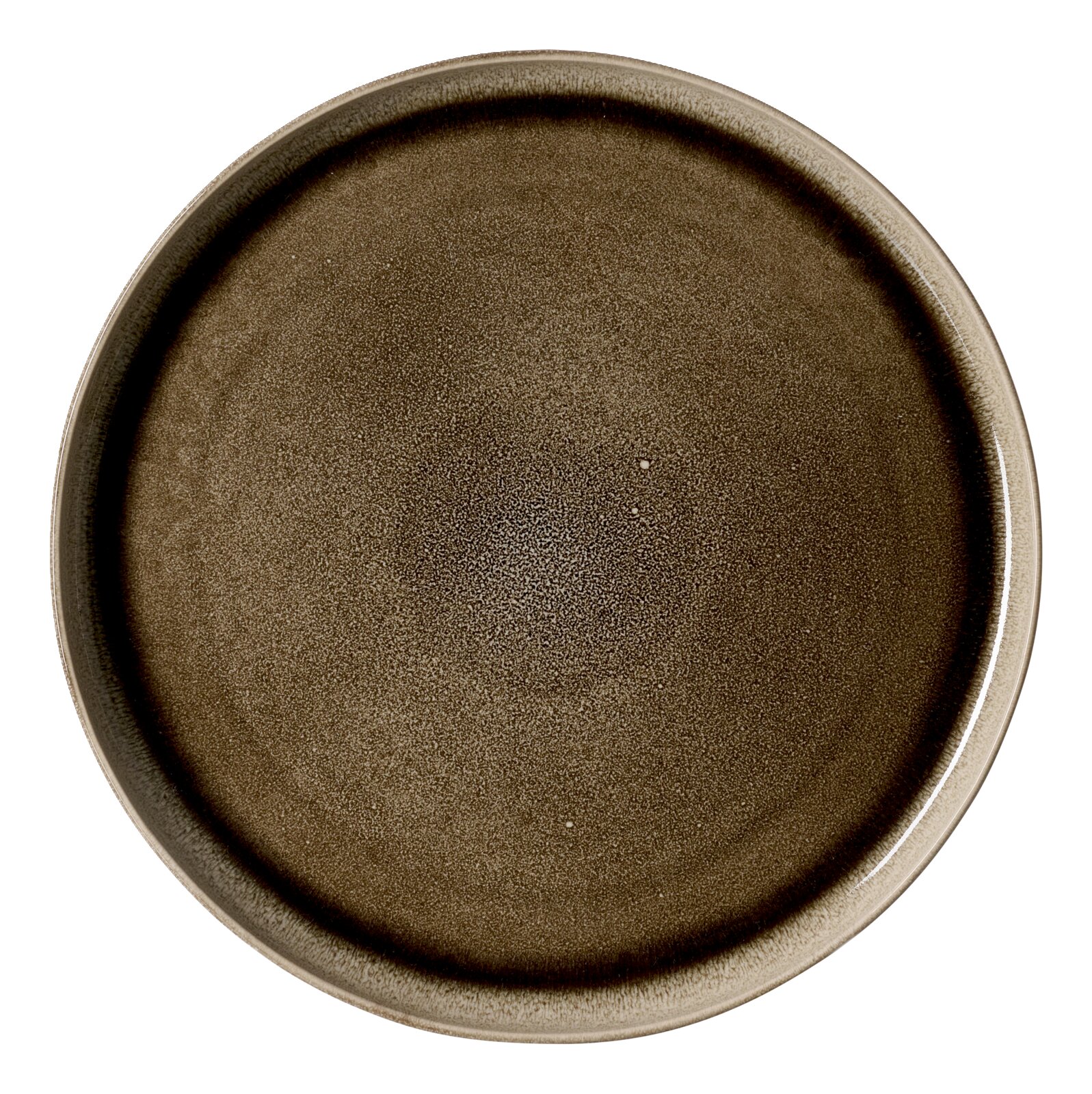 Ritzenhoff & Breker Platzteller EDA UMBRA Runder, brauner Platzteller mit einem Durchmesser von 33,5 cm, aus der Vogelperspektive fotografiert.