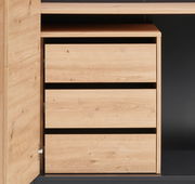 Schubladen-Container aus Holz mit drei Schubladen, seitliche Perspektive