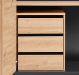 Schubladen-Container aus Holz mit drei Schubladen, seitliche Perspektive