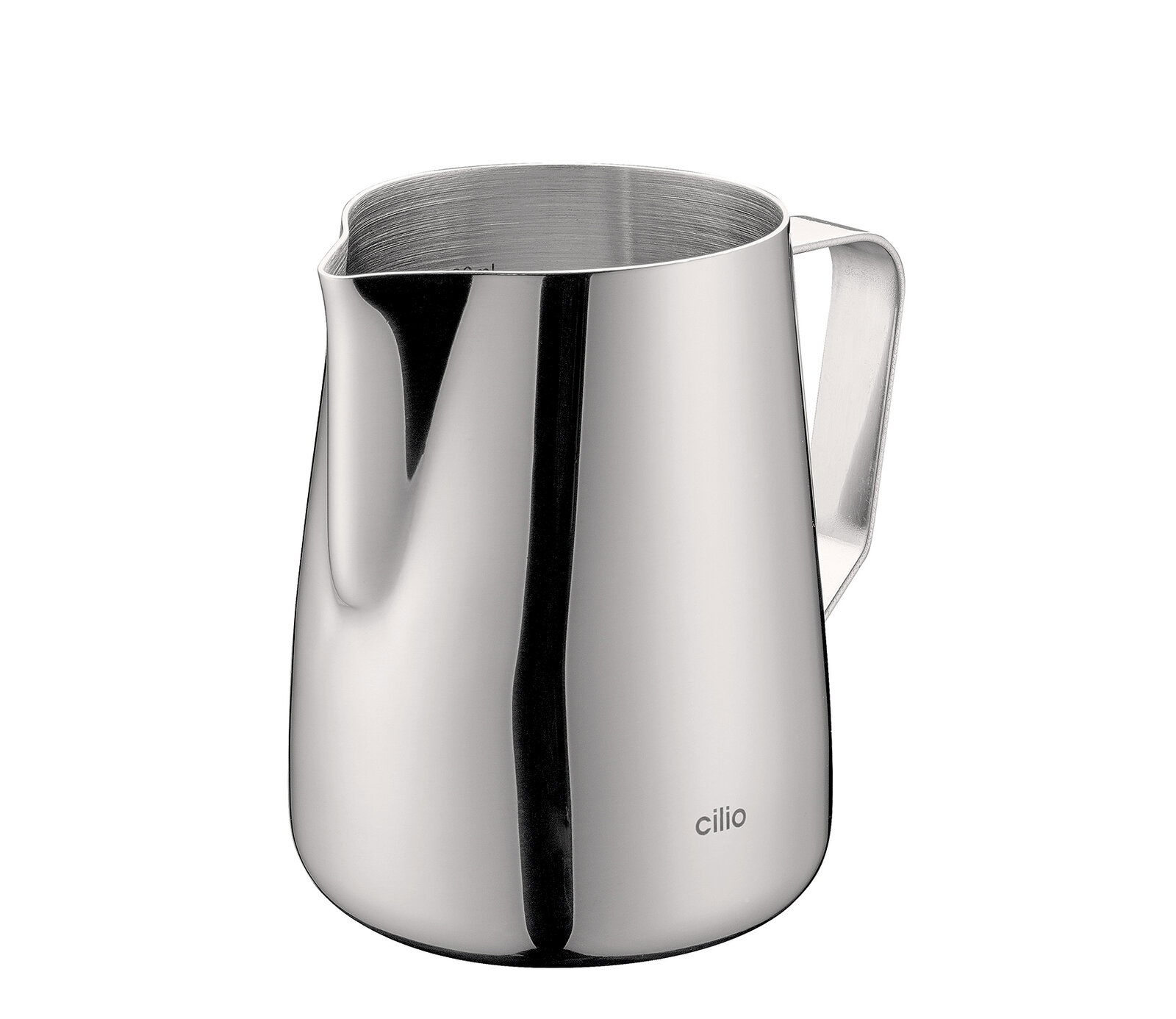 Edelstahl-Milchkanne LISA mit 600 ml Fassungsvermögen, seitliche Perspektive