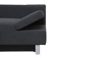 Dunkelgraues Funktionssofa mit verstellbarer Rückenlehne, seitliche Perspektive