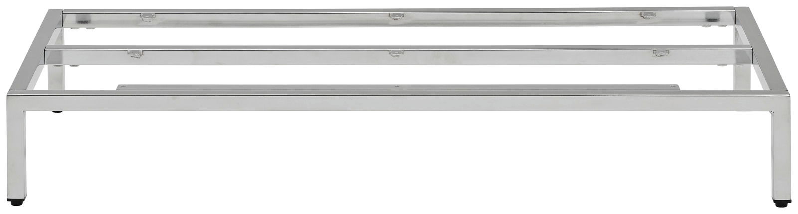 Metalluntergestell in rechteckiger Form, silberfarben, aus der Frontalperspektive fotografiert.