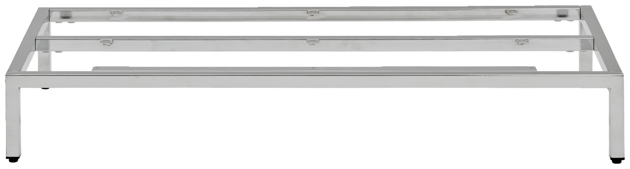Metalluntergestell in rechteckiger Form, silberfarben, aus der Frontalperspektive fotografiert.