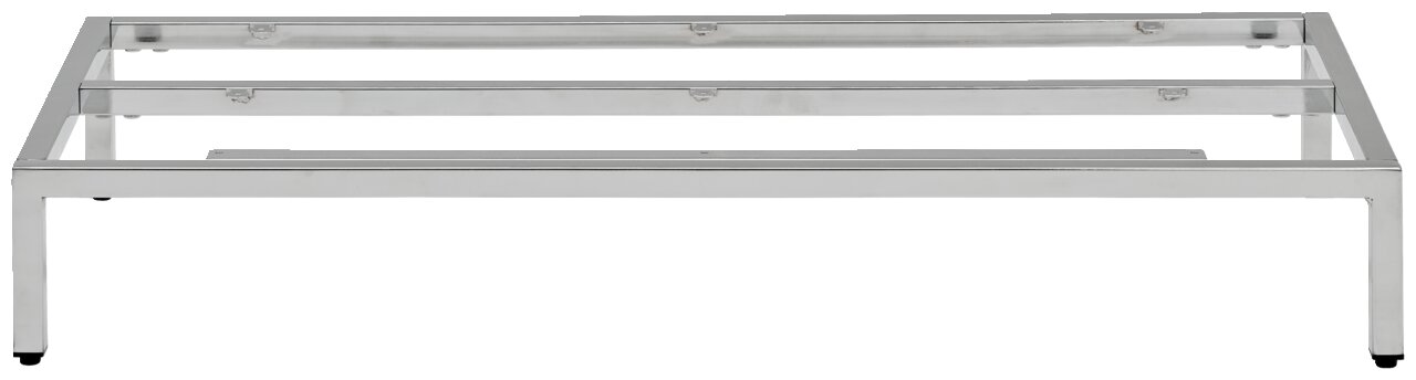 Metalluntergestell in rechteckiger Form, silberfarben, aus der Frontalperspektive fotografiert.