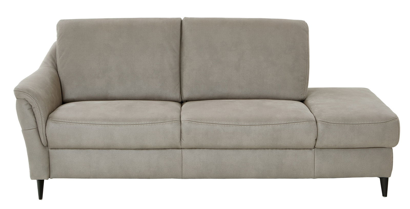 Graue Recamiere mit Armlehne links, frontal fotografiert, Beldomo Polster KAMP.