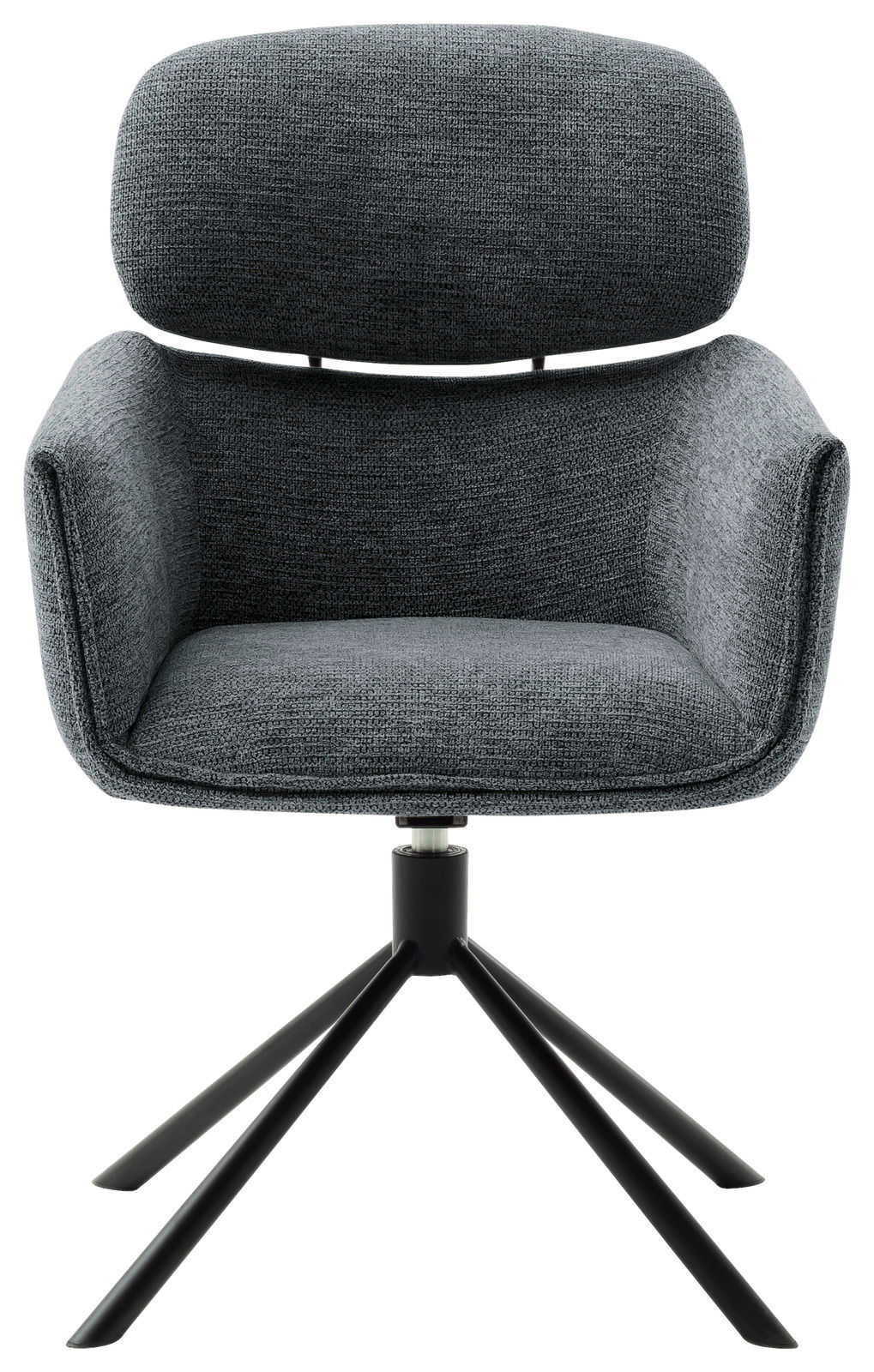 Grauer Sessel Novel UVITA mit schwarzem Metallgestell, Frontalansicht