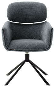 Grauer Sessel Novel UVITA mit schwarzem Metallgestell, Frontalansicht