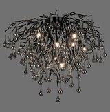 Moderne Deckenleuchte ICICLE mit hängenden, tropfenförmigen Glaselementen, seitliche Perspektive