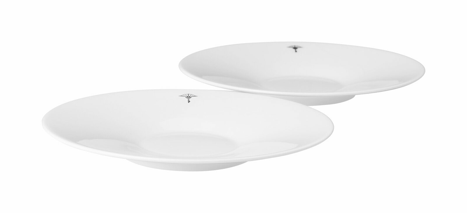 JOOP! Untertasse 2er-Set DINING GLAMOUR Zwei weiße Untertassen mit dezentem Muster, seitliche Perspektive